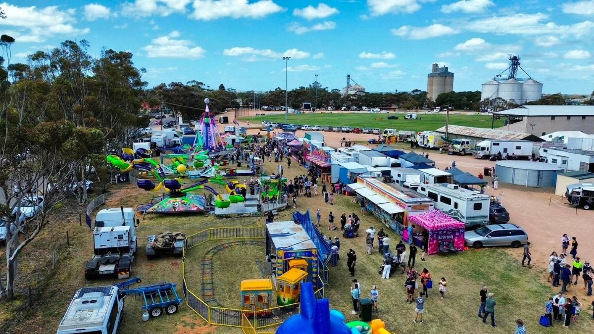 Aerial view of the Balaklava Showgrounds during the Balaklava Show.