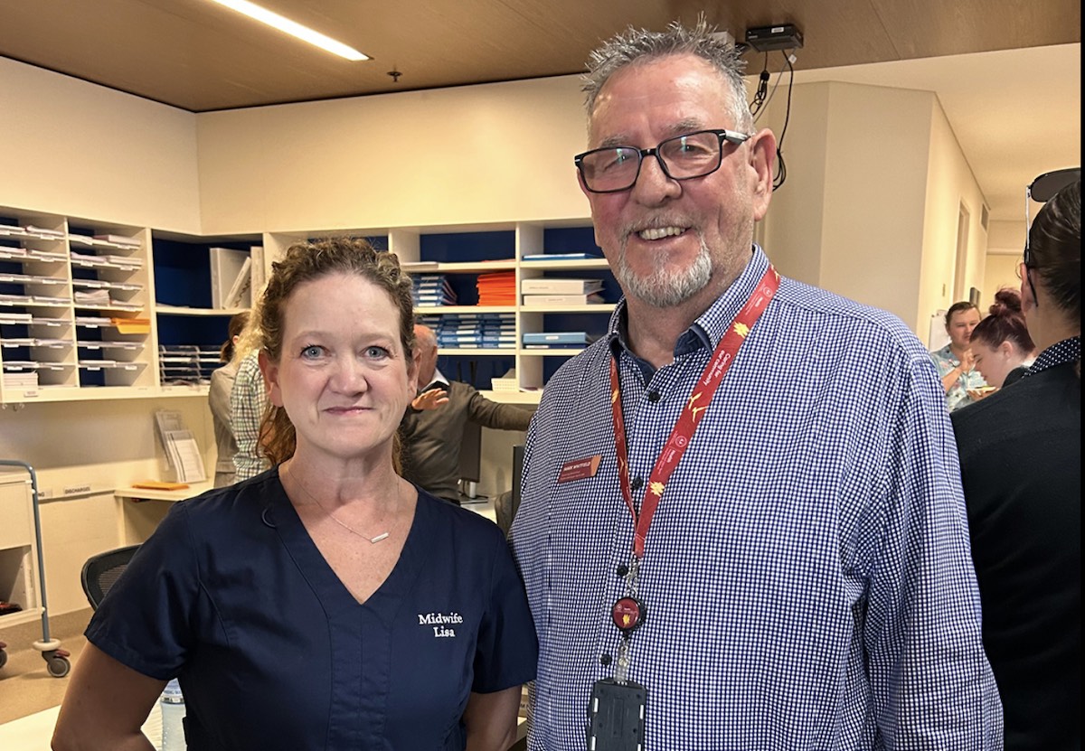 Lisa, Midwifery Unit Manager, Whyalla Hospital and Health Service and Regional Midwife Educator and Mark Whitfield, Flinders and Upper North Local Health Network Governing Board Chair.